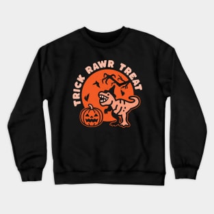 Trick Rawr Treat Witch Halloween Dinosaur T-Rex Funny Kids Crewneck Sweatshirt